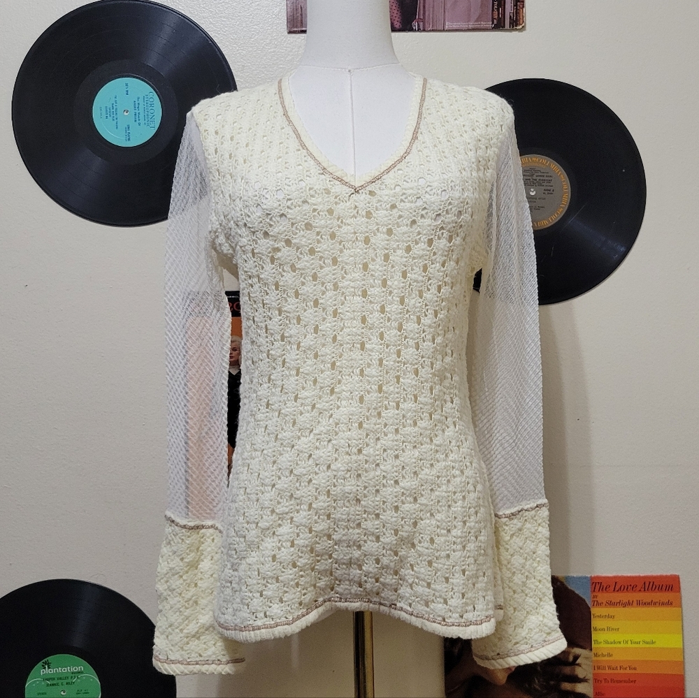 Kisca Komarov | Knit & Mesh Long Sleeve V-Neck
